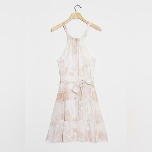 Size Medium Cloth & Stone Evanne Halter Mini Dress Beige and White Tie Dye